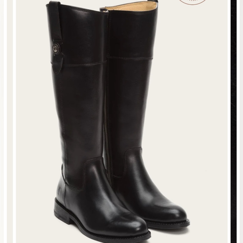 FRYE JAYDEN BUTTON TALL BLACK LEATHER/SUEDE SIZE 6.5